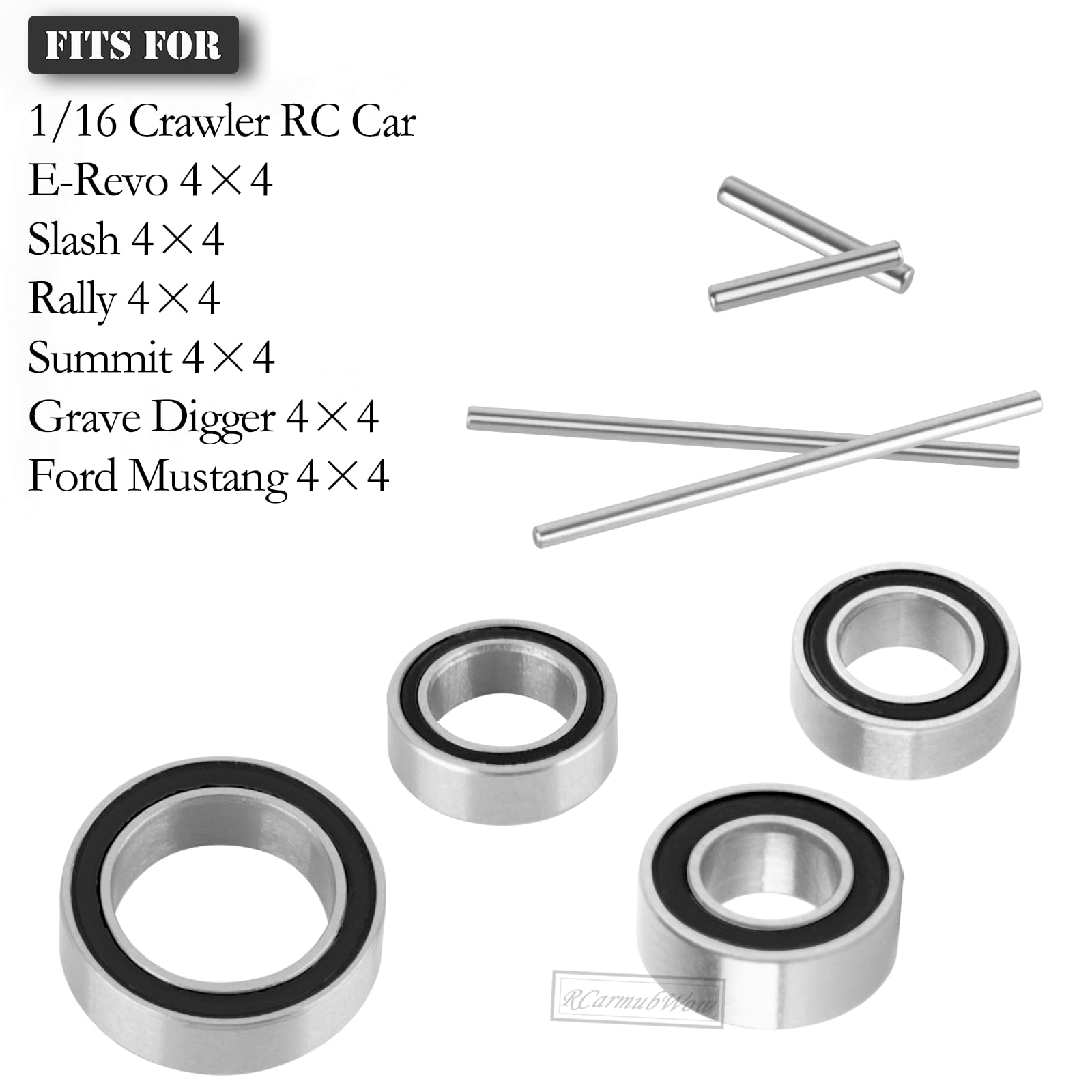 RcarmubWow RC Bearings Kit Upgrades Part for 1/16 E-Revo 4x4,Slash 4x4,Rally 4x4,Summit 4x4,Grave Digger 4x4,Ford Mustang 4x4,36pcs,Black