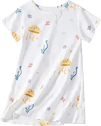Camisola de algodão para meninas, manga curta, camisola de princesa