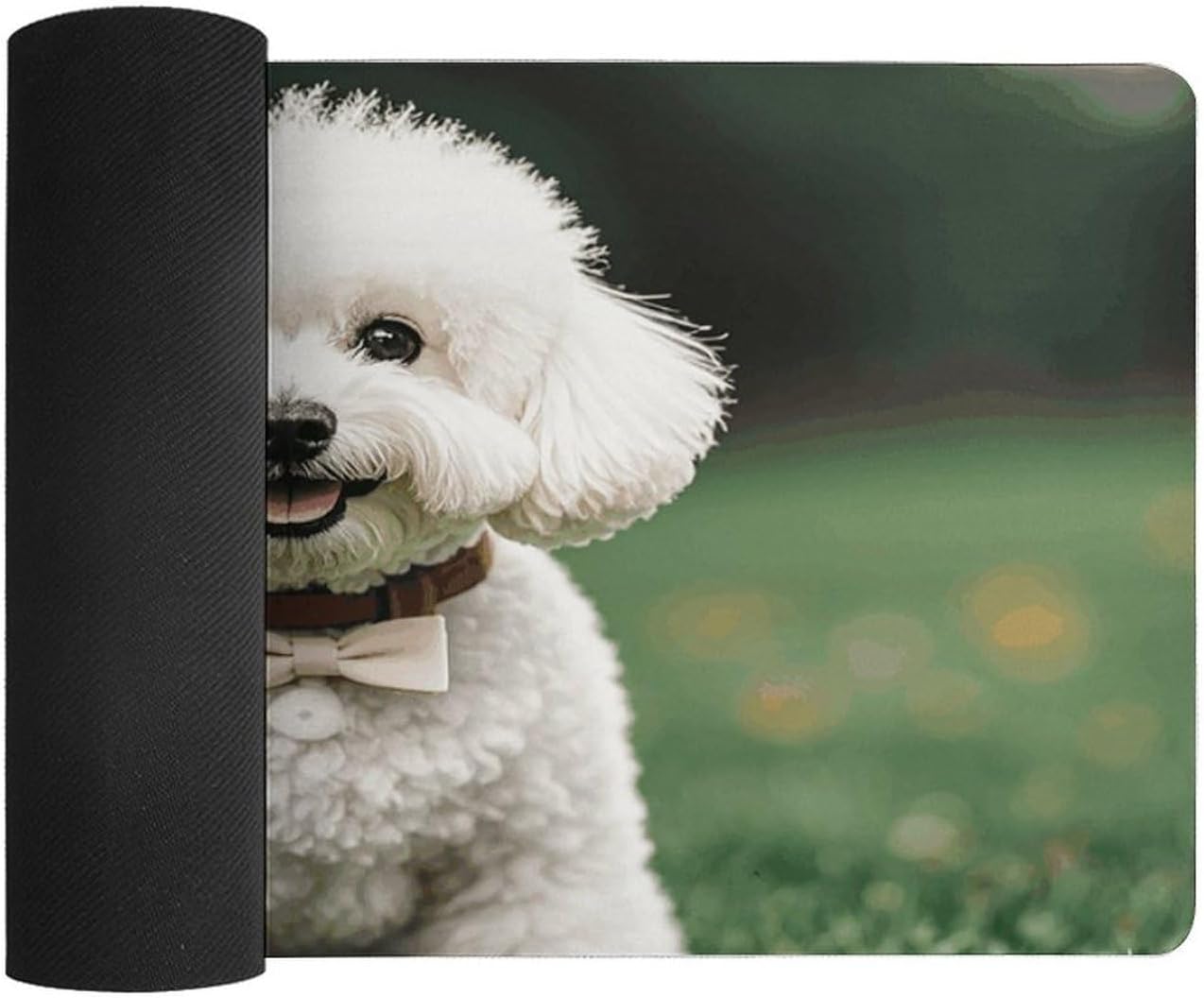 Slim Bichon Frise Dog Desk Mat for Keyboard and Mouse 24x12 Inch Gaming Mouse Pad Protector Non-Slip Rubber Base Portable Deskpad for Office/Gaming/Remote Work Desktop Accessories Decor image 3