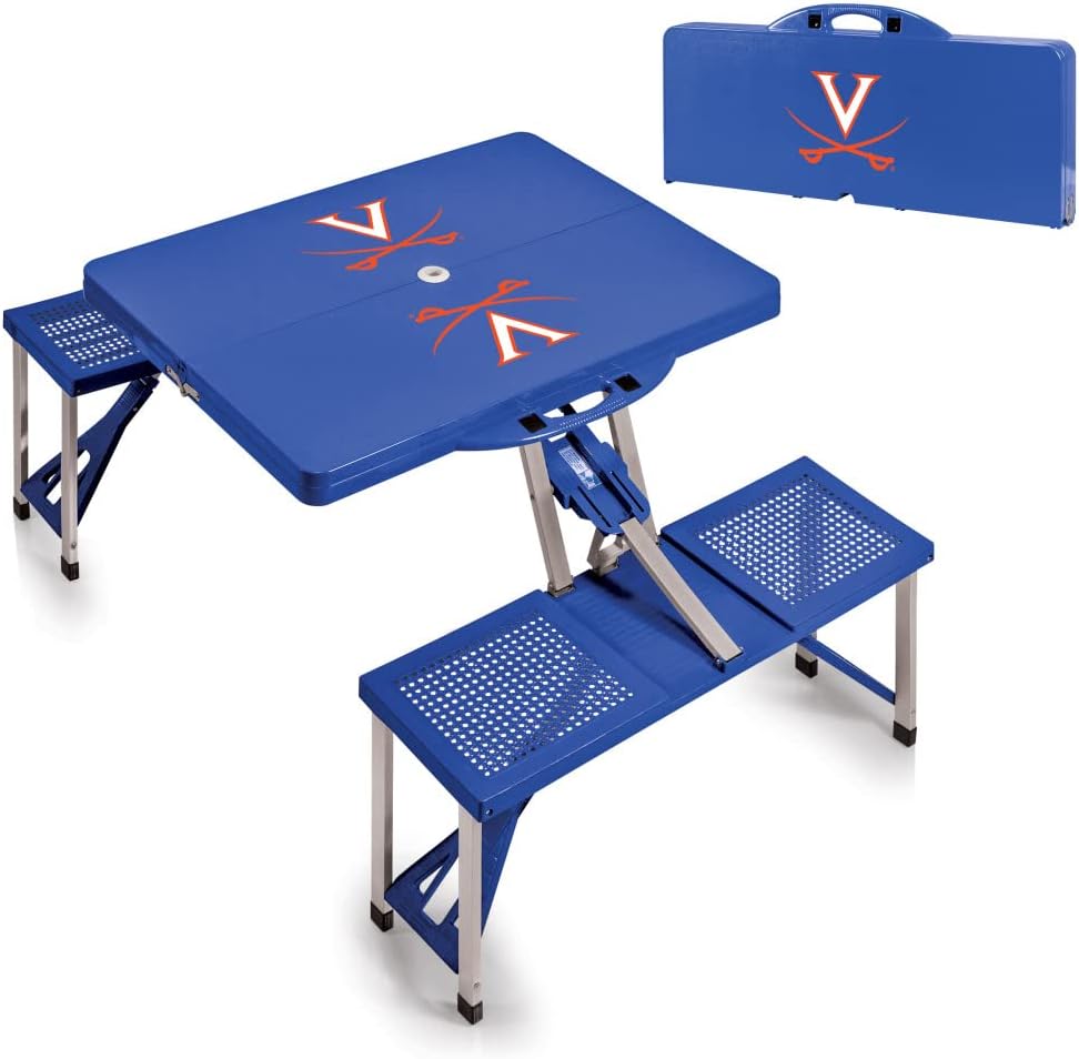 PICNIC TIME NCAA North Carolina Tar Heels Folding Picnic Table - Camping Table - Outdoor Table with Umbrella Hole