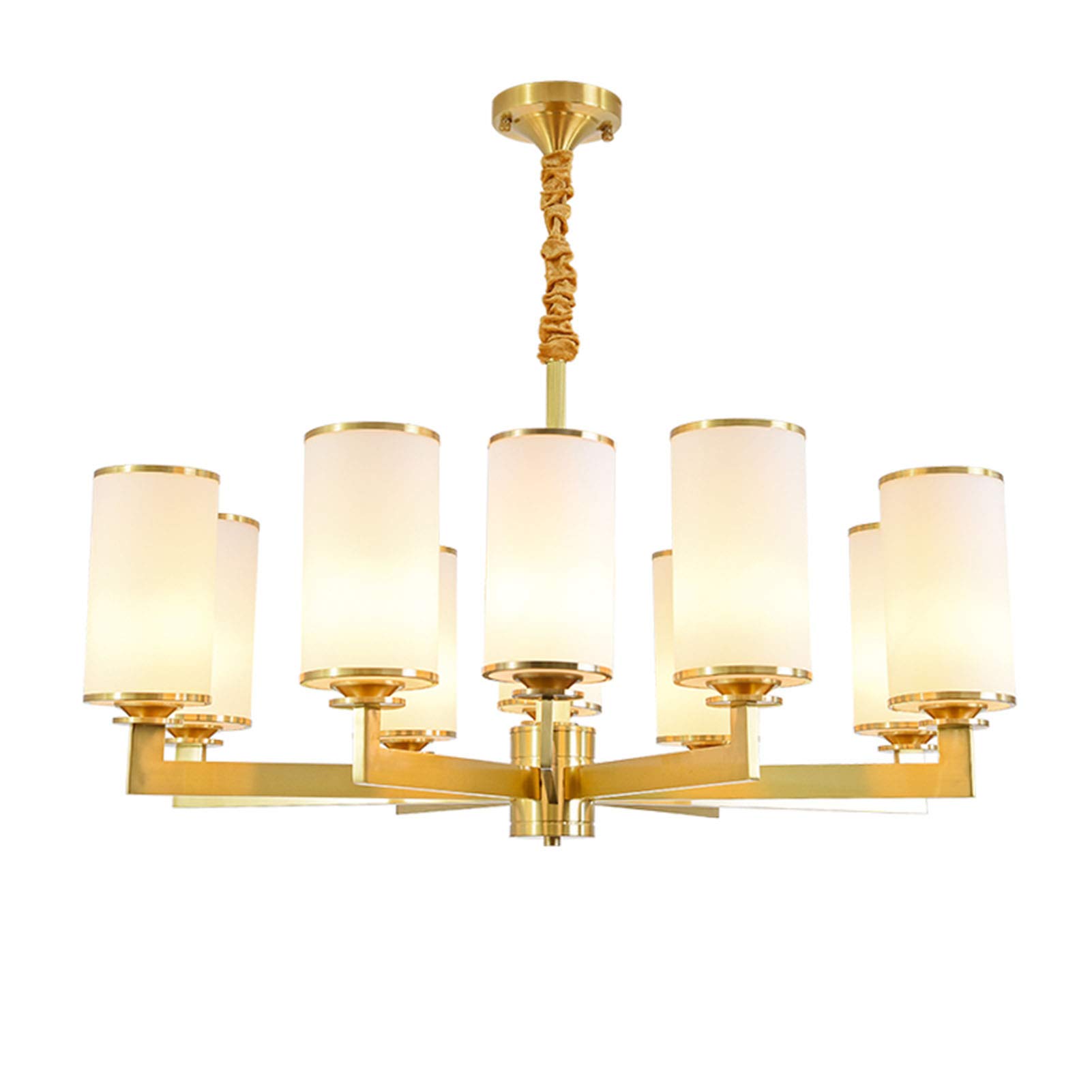 KXEcoLife E27 American Style Pure Copper Chandelier,Simple Atmosphere Creative Pastoral Classic Chandelier,Living Room Master Bedroom Dining All European Lamps-Copper 10t