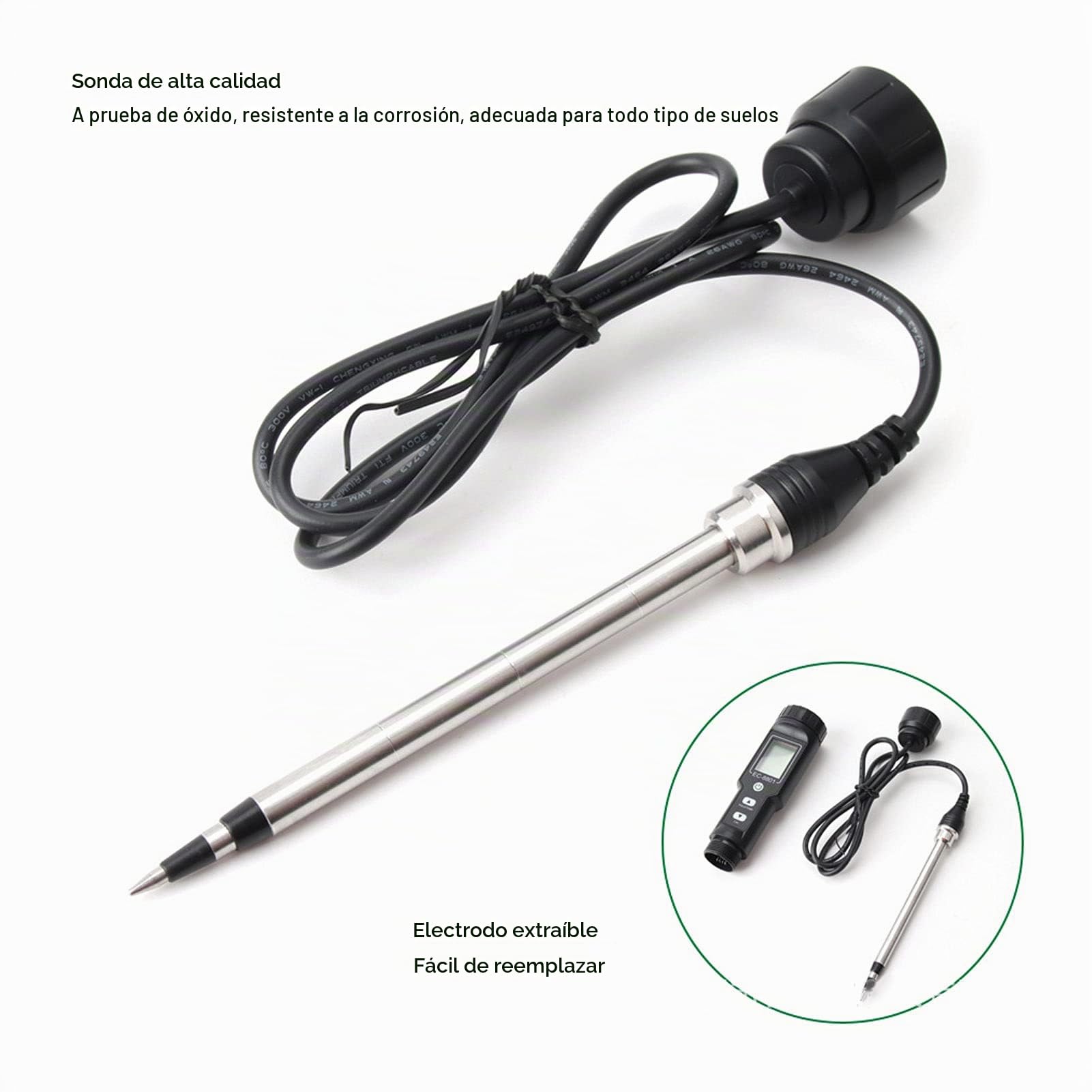 Haofy Medidor de Suelo EC, Detector de Sal, probador portátil de conductividad del Suelo Probador de salinidad EC del Suelo con sonda EC-8801B para Plantas de jardinería, Agricultura