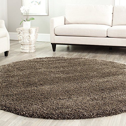 SAFAVIEH California Shag Collection Area Rug - 4' Round, Mushroom, Non-Shedding & Easy to Clean, Ultra Plush Thick Pile, Ideal for Living Room, Bedroom, Dining Space (SG151-8181)