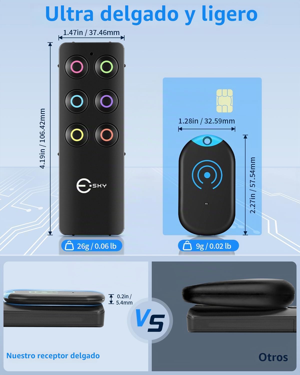 Esky Buscador Llaves, Localizador de Llaves 80dB Localizador Inalámbrico de Llaves con Base de Soporte y LED Control Remoto 1 Radio Frecuencia Transmisor 6 Receptores Negro