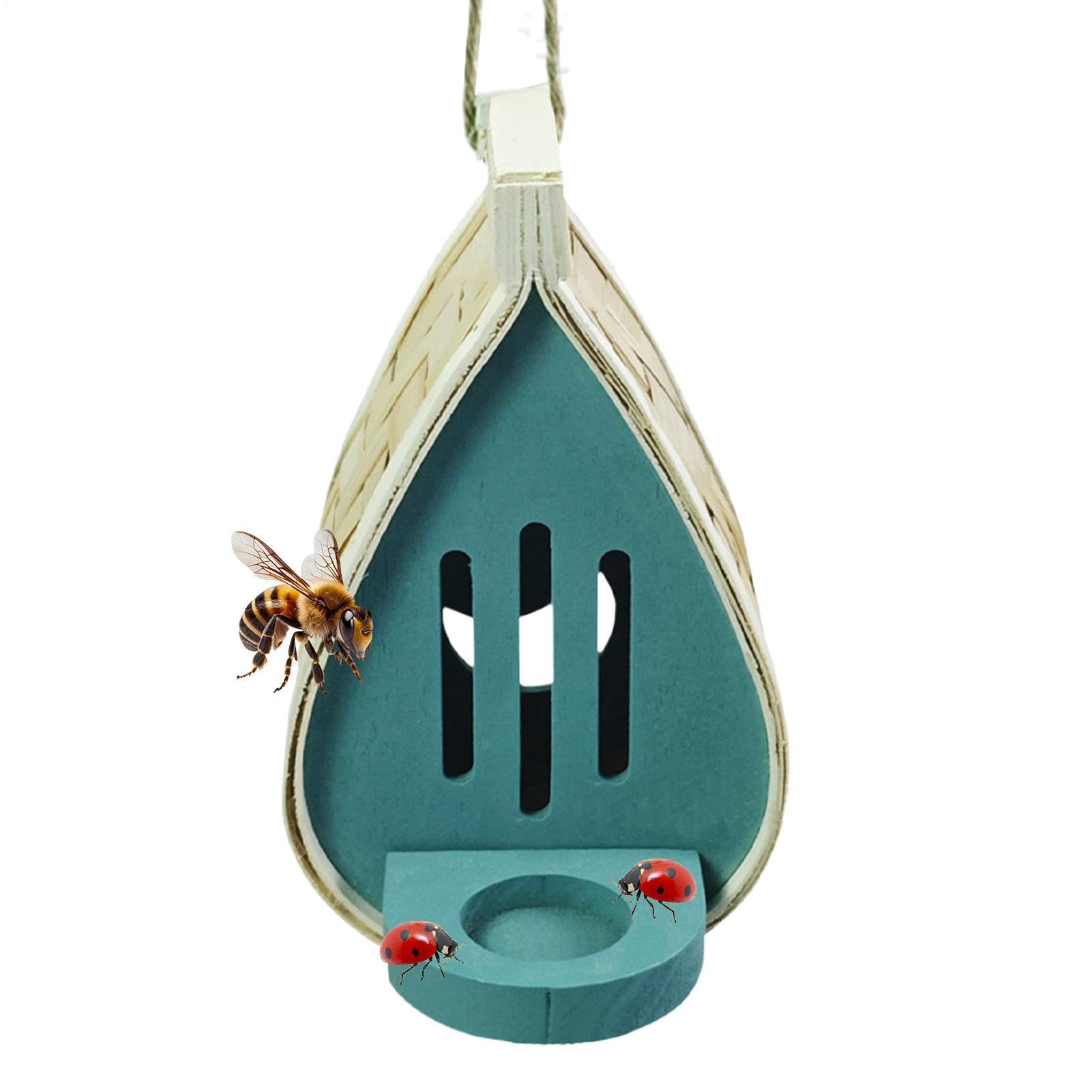 Wooden Butterfly House And Feeder, Teardrop-Shaped Wooden Butterfly Habitat & Feeder, Hanging Butterflies House With Butterflies Puddler For Garden Balcony Yard Patio Decoration