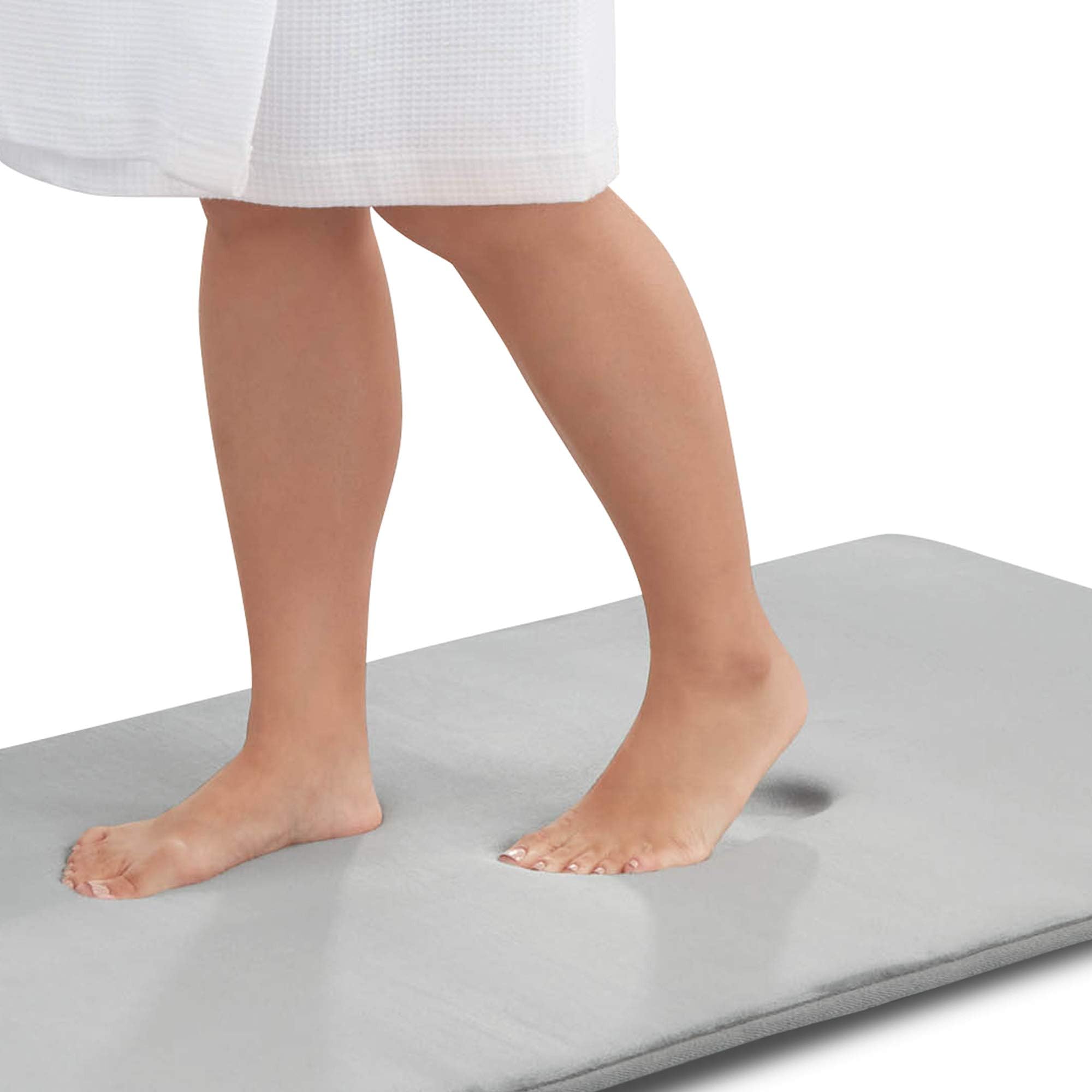 Memory Foam Bath Mat Non Slip Absorbent Super Cozy Velvet Bathroom Rug Carpet (17 inches X 24 inches, Silver)