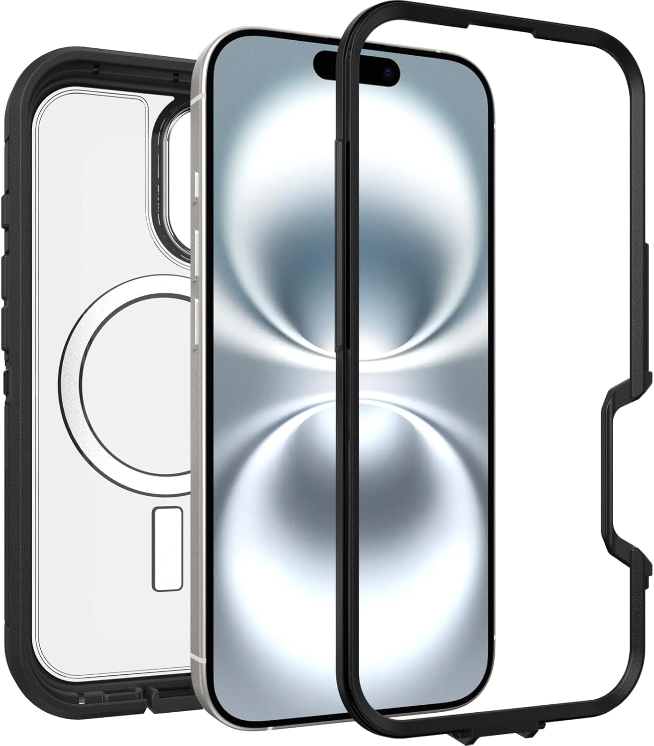 OtterBox Defender Series XT – Coque pour iPhone 16 (côté transparent et foncé) – Protection de qualité militaire contre les chutes, MagSafe, coque de protection antichoc fine avec lunette surélevée