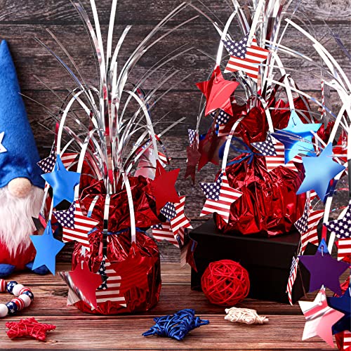 Image of Canlierr 4 Pcs 4th of July Table Decorations, Patriotic Metallic Foil Spray Star Centerpiece for 250th Anniversary, Red White and Blue USA Flag Decor for Memorial Day, Independence Day, Party Supplies