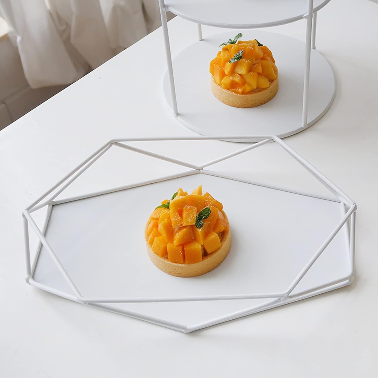 Cupcake Stand Metal Cake Stand Multi-Color Dessert Display Stand Wedding Cupcake Stand Multi-Purpose Afternoon Tea Pastry Fruit Serving Tray Dessert Display Plate (Color : Gold) (White)
