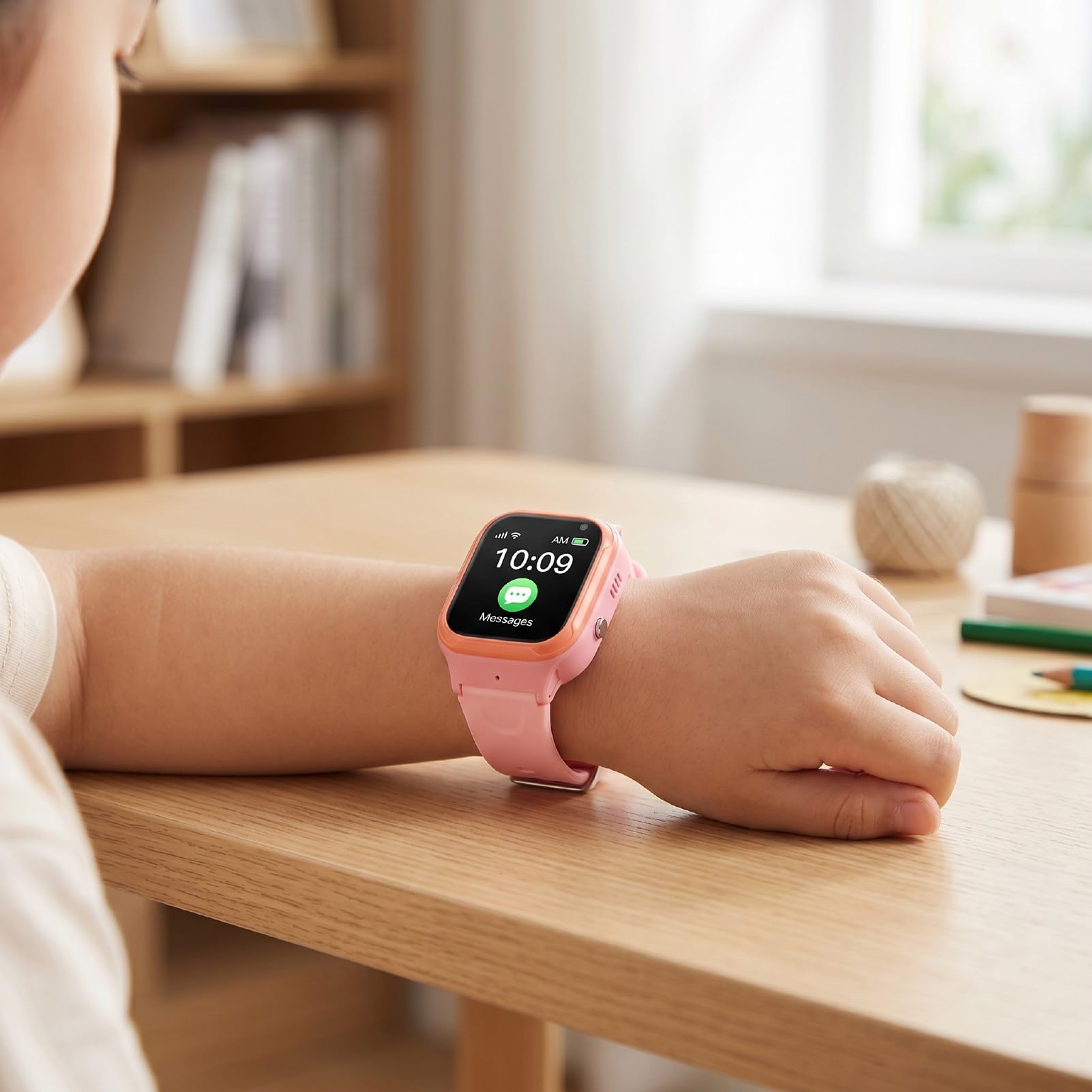 Diyeeni Smartwatch per Bambini 4G Touch Screen da 1,44 Pollici IP65 Videochiamata Impermeabile Posizione LBS Allarme SOS Smartwatch per Bambini con Fotocamera e WiFi (PINK)