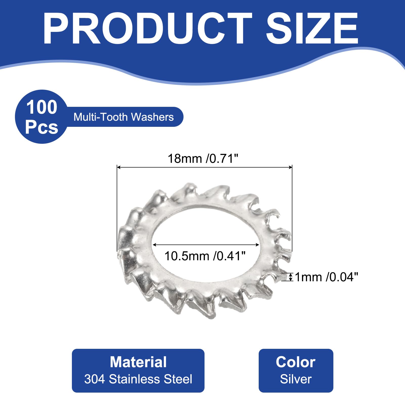 PATIKIL M10 External Tooth Lock Washers - Image 2