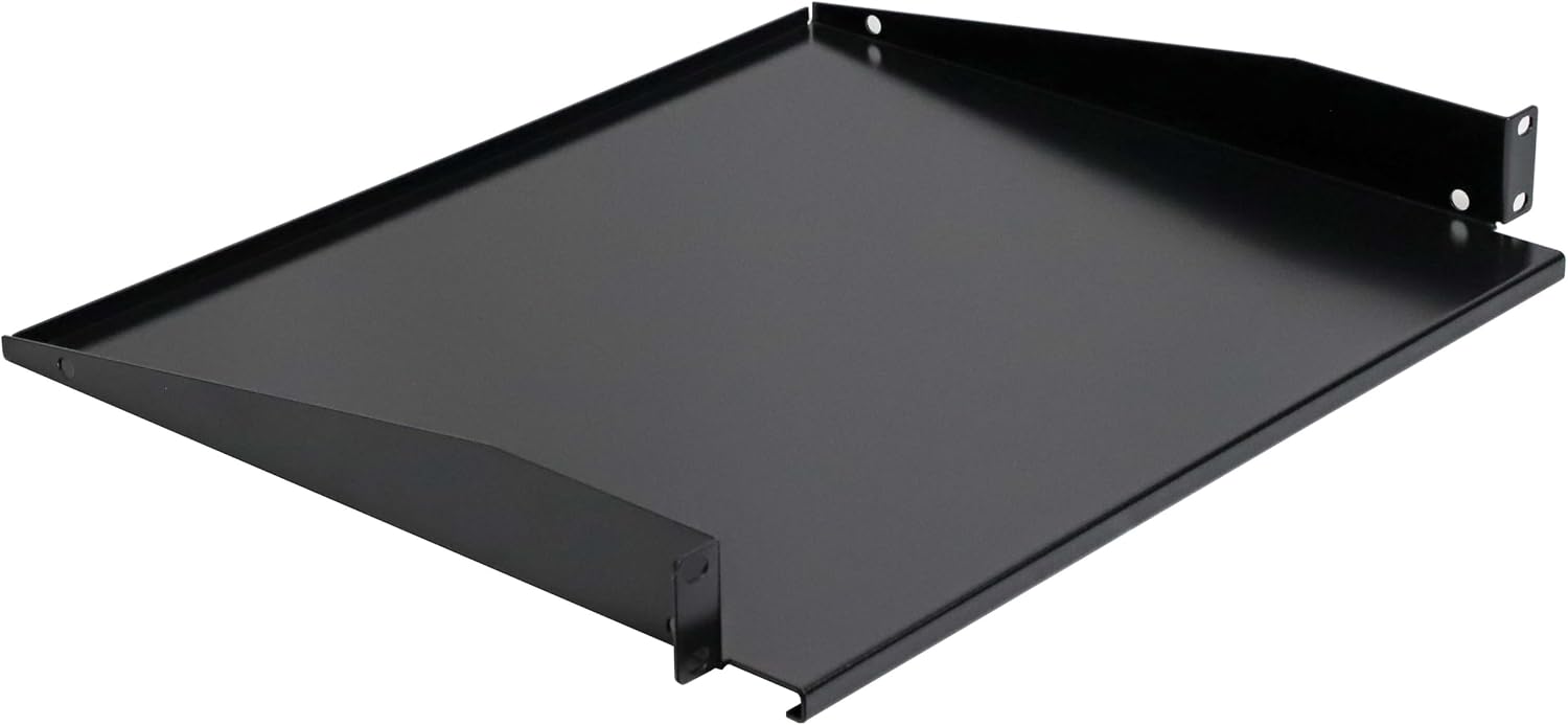 Aeons 1U 19-inch Universal Server Shelf Rack Mount Cantilever Center Mount Shelf 15" Deep, Fixed Server Rack Cabinet Solid Shelf Black 2-Pack