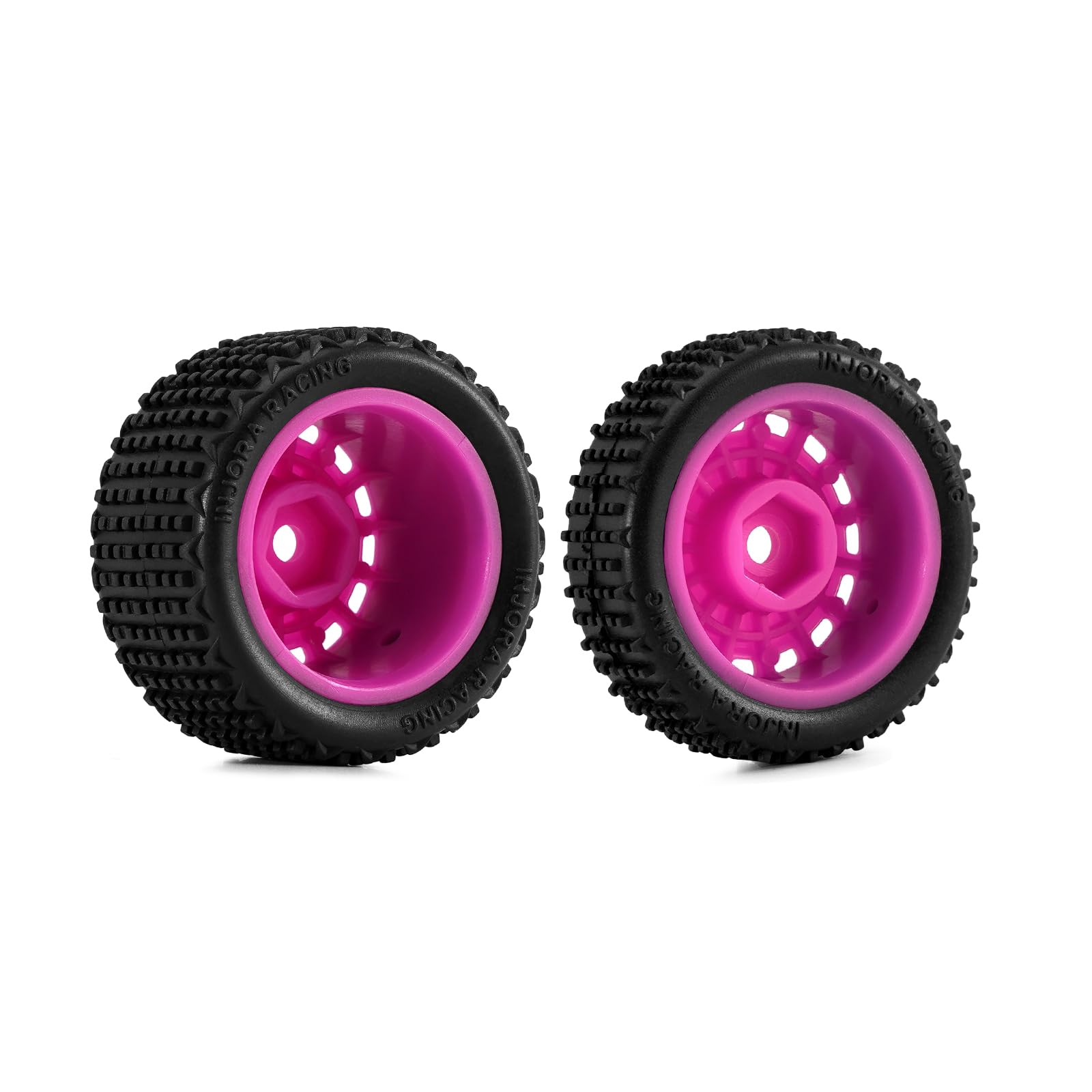 INJORA Pre-mounted Pin Buggy Tires & Wheels for 1/24 Losi Micro-B,4pcs, Magenta, 34*11mm, 35*17.8mm - Image 4
