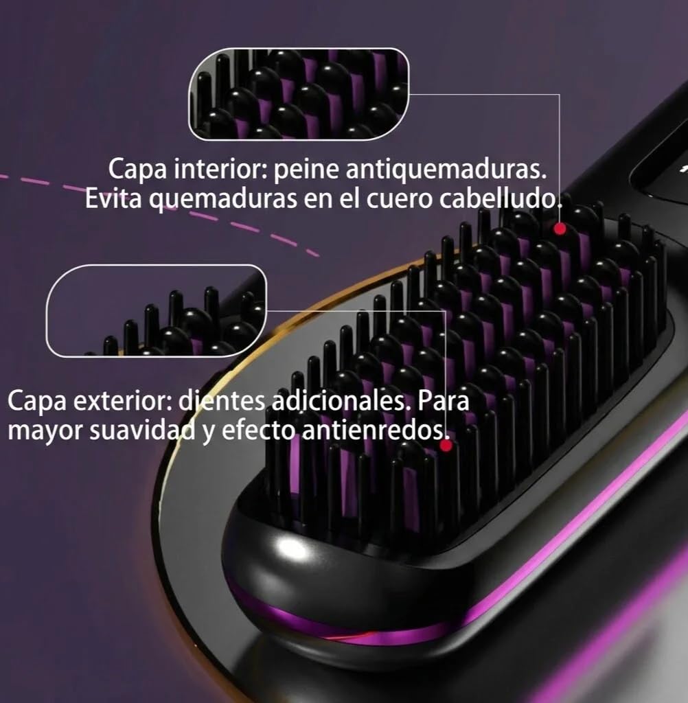Suavelia Cepillo Inalámbrico para Cabello Corto, Cepillo de Pelo Moldeador Recargable, Voluminizador con Revestimiento Cerámico para Raíces y Flequillo, Portátil y Ergonómico Sin Cables