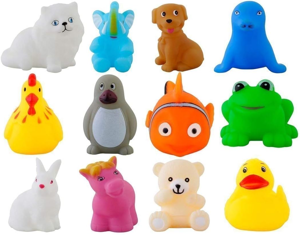 Storio Rubber Colorful Floating Baby Toys Bath Aquatic Animals Chu Chu Toys for Newborn Babies, Kids, Assorted