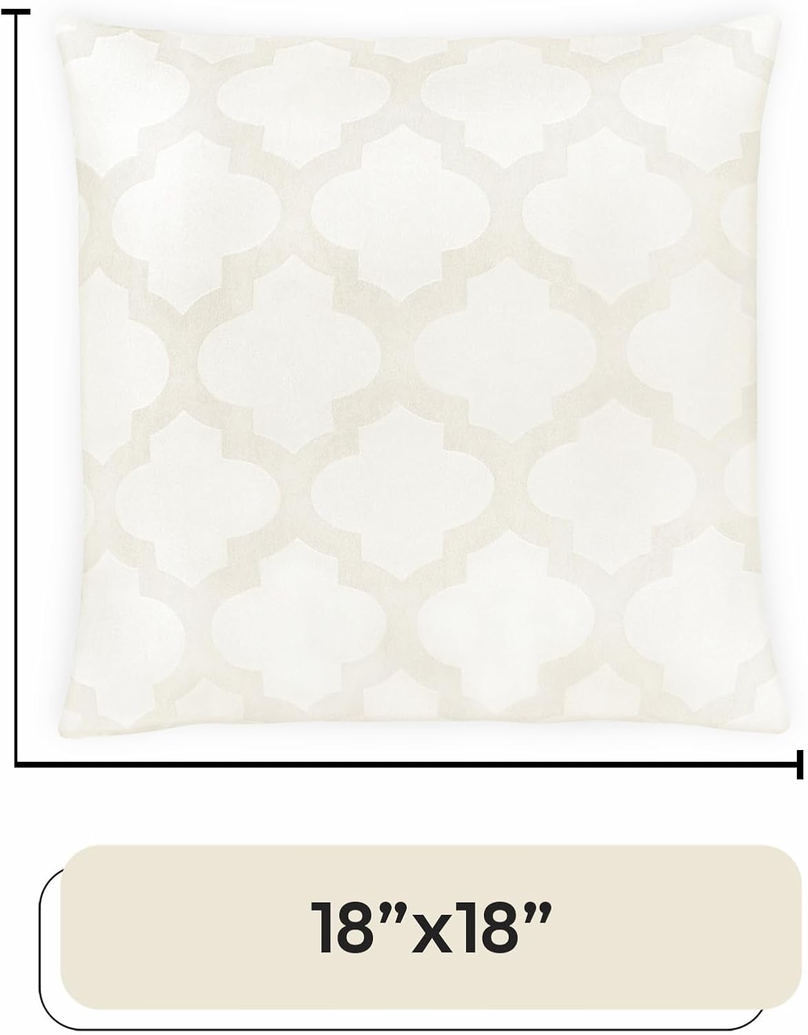 ACHIM Windsor 18" Square Throw Pillow (Ivory) - Decorative Throw Pillows for Couch, Bed & Sofa - Home Decor Cushion Home Decor