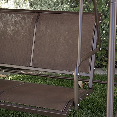 Belleze© Outdoor 3-Person Patio Swing Canopy Awning Yard Furniture Hammock Steel - Image 5