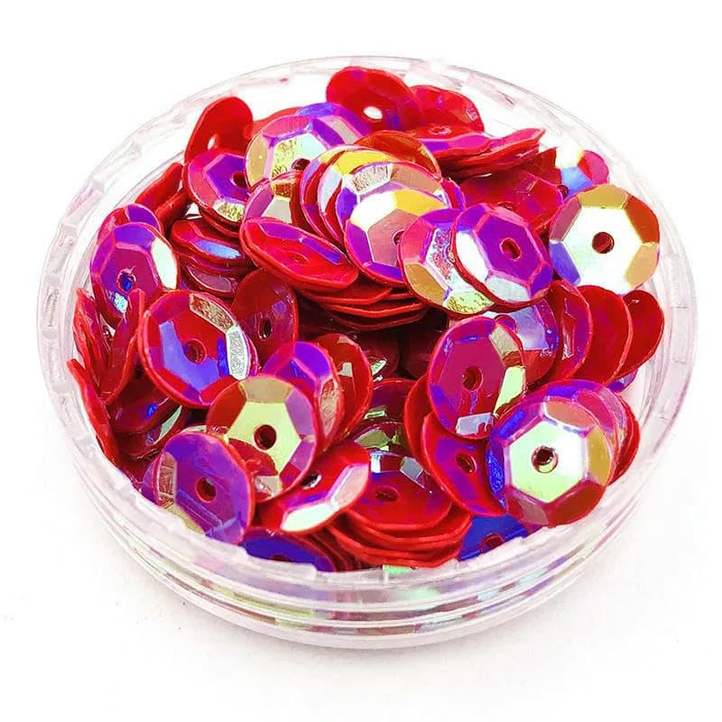 NUOVO 10g/250g/500g 6mm PVC Forma rotonda Forma concava con foro Cucire su paillettes Artigianato Accessori per decorazioni di nozze-Rosso AB-500g