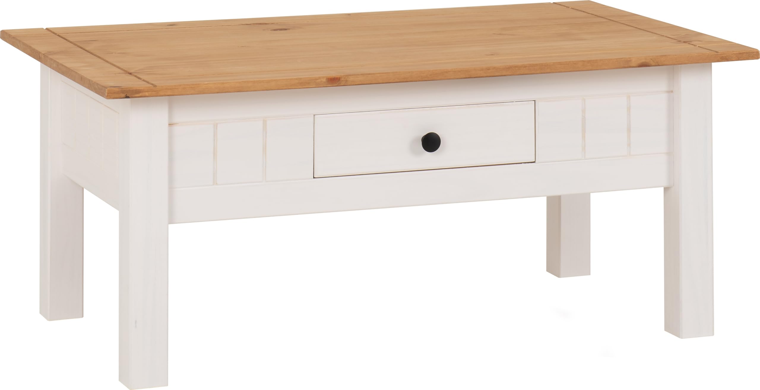 Seconique Panama Coffee Table - White and Natural Wax Finish