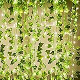 Joyhalo Fake Ivy with Strings - Vines Artificial Ivy Leaf Plants, Silk Ivy Garland Greenery Artificial Hanging Plant for Party Garden Outdoor Wedding Wall Decor (12 Strands 78 ft)