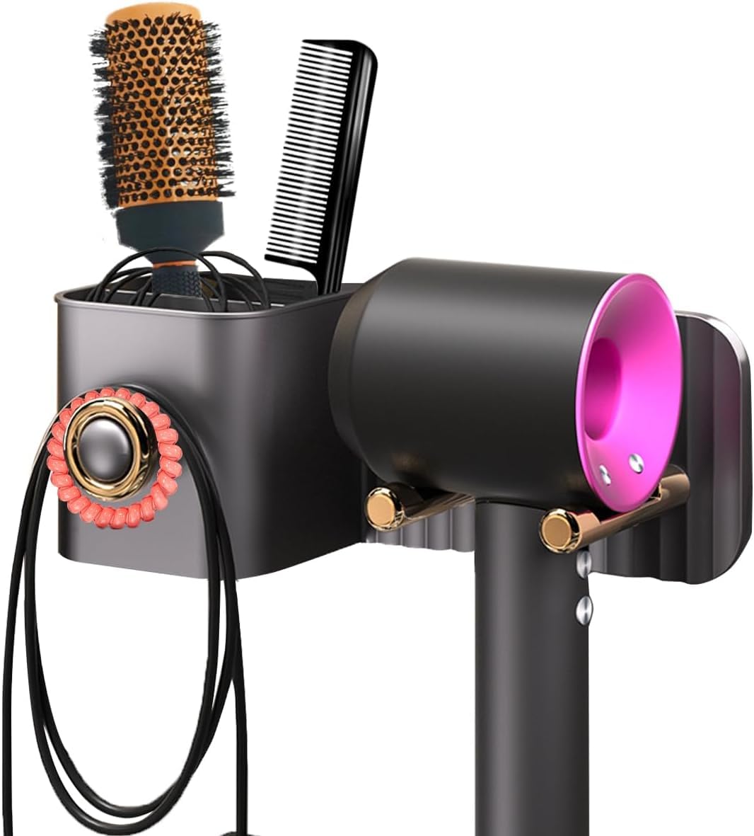 Juflix Hair Dryer Stand - Carbon Steel Wall Mounted Hair Dryer Rack with Styling Tool Organizer, Self-Adhesive Hair Dryer Rack for Dyson Hair Dryer, Perfect for Bathroom, Salon & Dressing Room (B0CYSVZTQS) Amazon Price History, Amazon Price Tracker