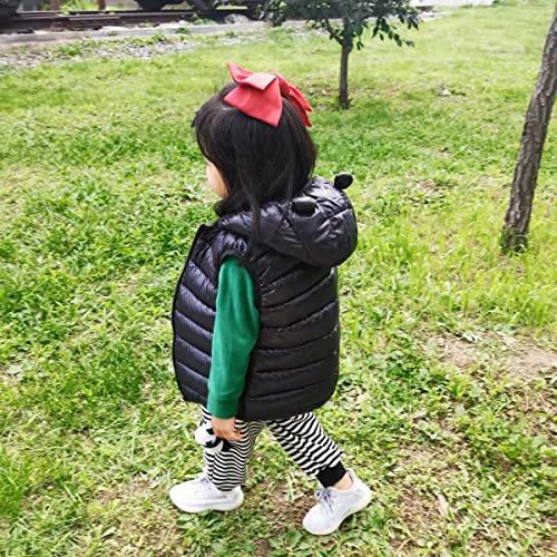 Image of AIWUHE Baby Boys Girls Hooded Puffer Vest Winter Lightweight Sleeveless Bear Ears Zipper Up Jacket Down Vest Coat Vests Kids