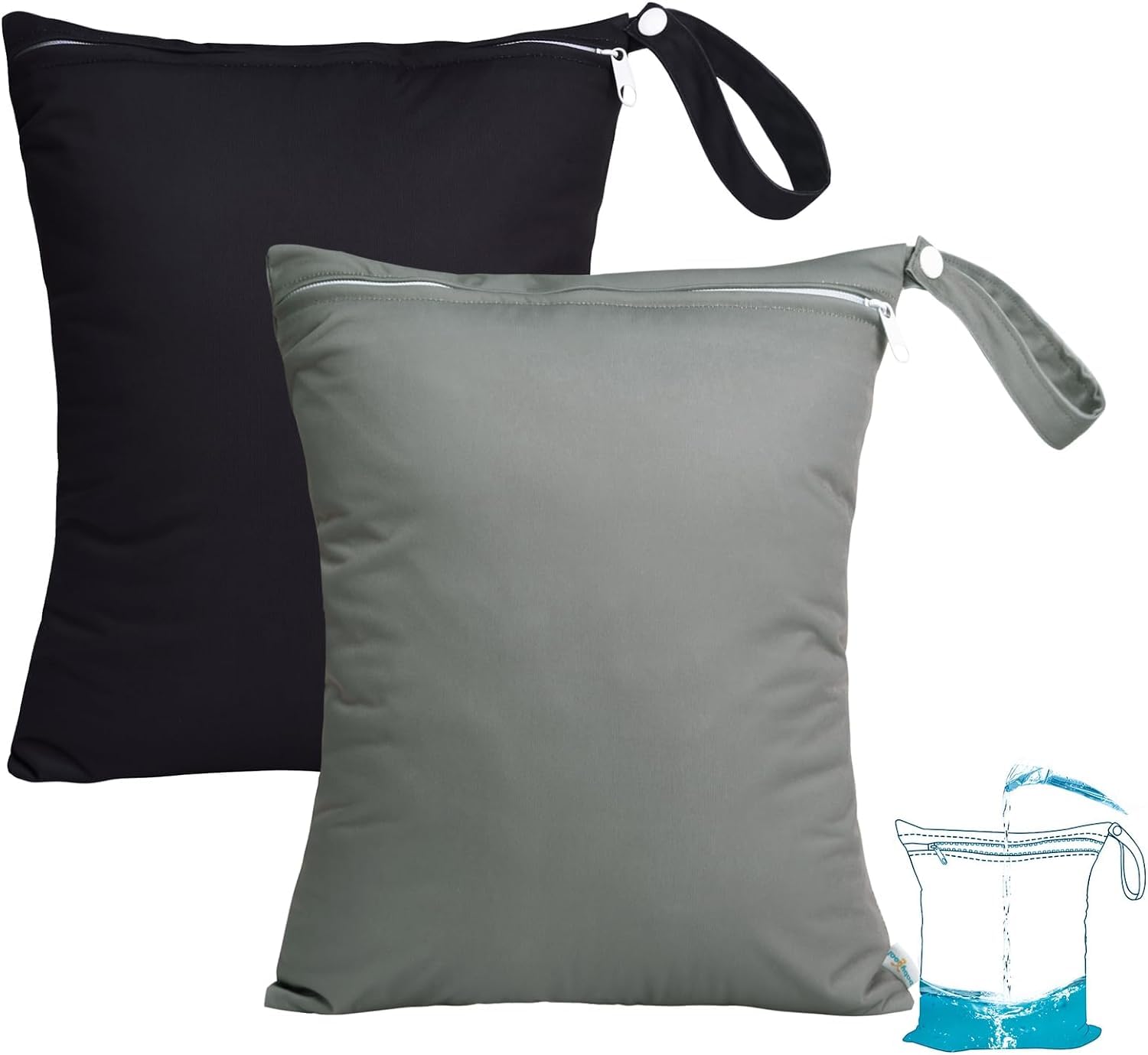 babygoal Wet Dry Bags 2 Pack for Swimsuits, Waterproof Bag for Travel, Food Storage, Stroller, Daycare, Baby Diapers, Yoga, Beach, Pool, Wet Clothes