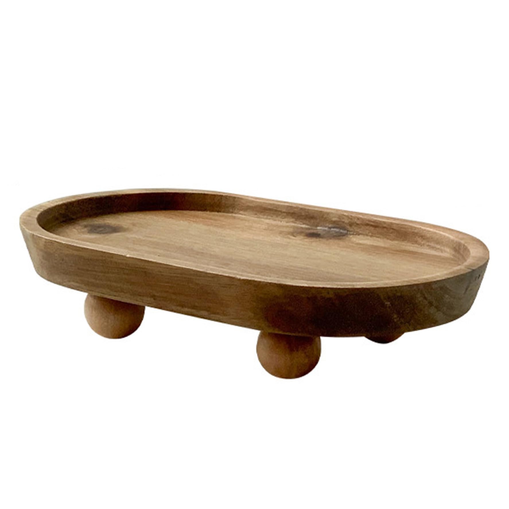 Wedhapy Wooden Trays For Decor Wooden Tray Oval Wood Riser Pedestal Stand 7.8x1.7x4.7 Decorative Wood Riser for Display, for Entry Table Farmhouse