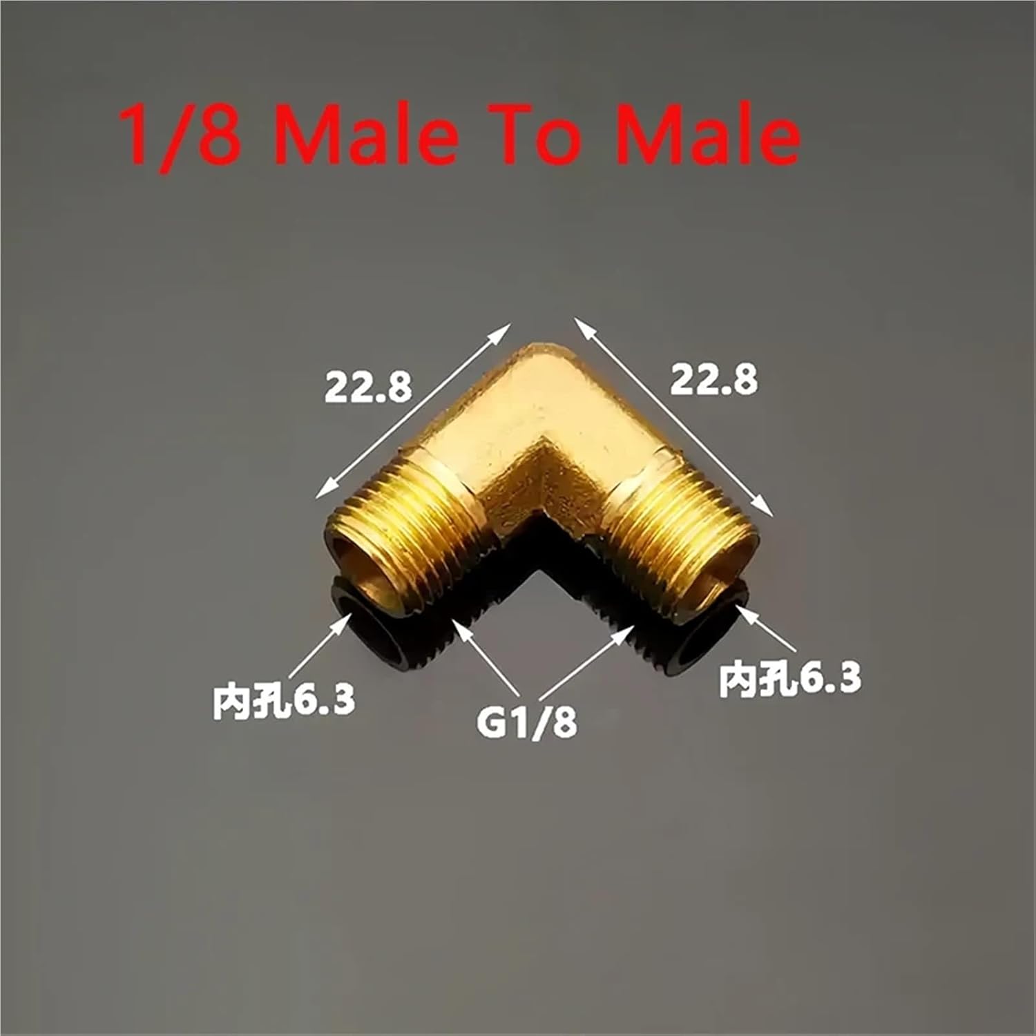 20pcs 1/8" 1/4" 3/8 1/2 Female x Male Thread Brass Elbow Equal/Reduced Pipe Fitting Connector Coupler for Water Fuel Copper Adapter(1l8 Male to Male)