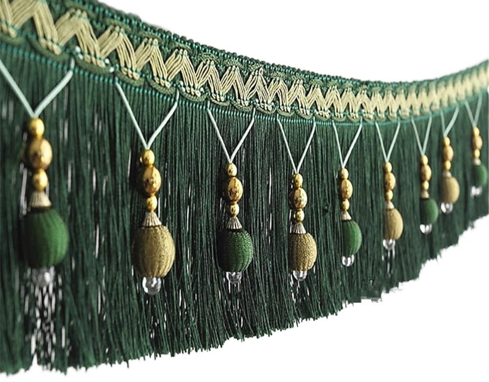 Dentelle de rideau, garniture de franges, 5 mètres de perles tressées, franges suspendues, garniture de boule pour rideau, table, bord de pompon, décoration de mariage, coupe de couture (couleur : r