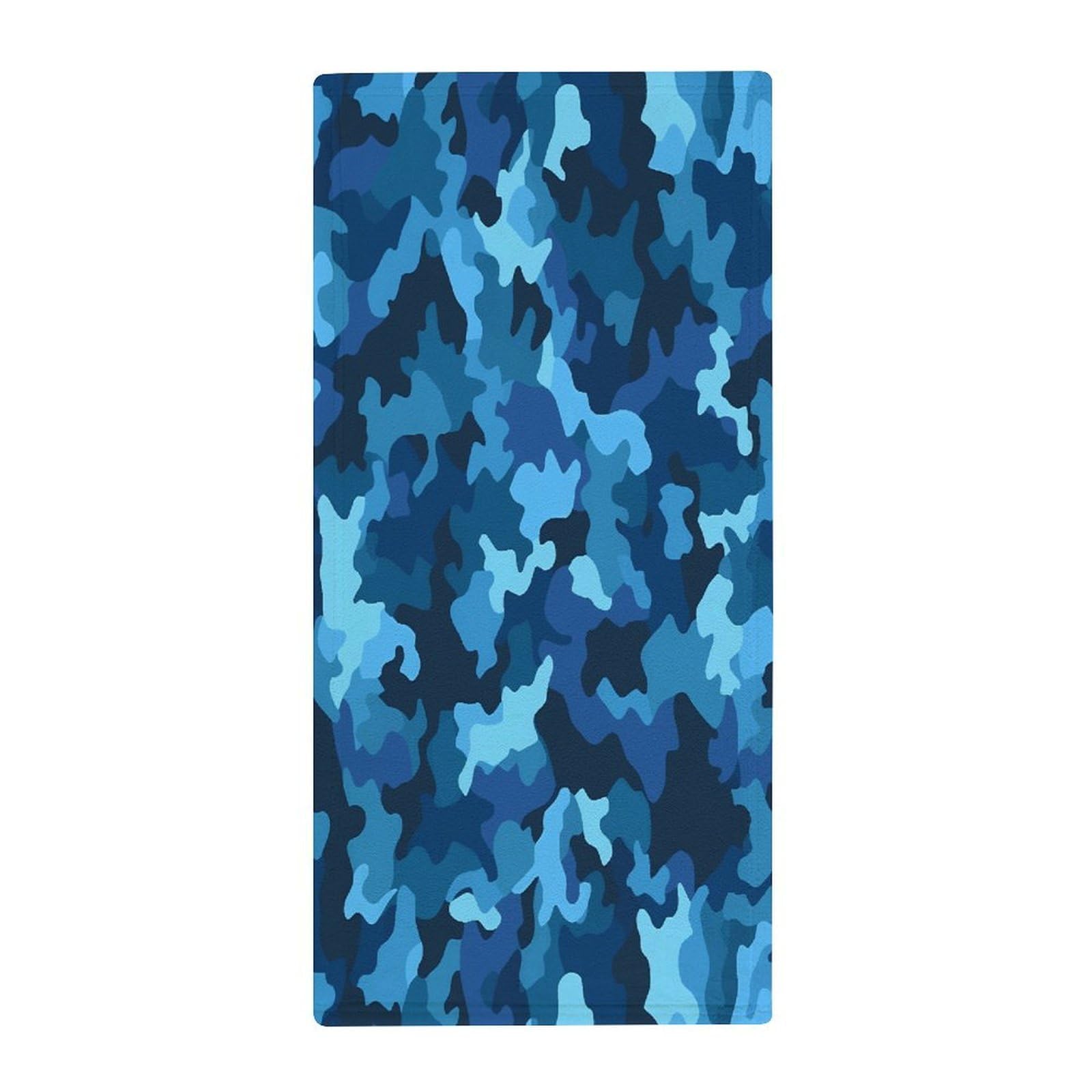 VstaDank Blue Camo Hand Towels Ultra Soft Printed Towels Classic Coral Velvet Kitchen Hand Towel Highly Absorbent Hotel Spa Towel Collection for Bathroom Workout 13.8 X 28.7 in