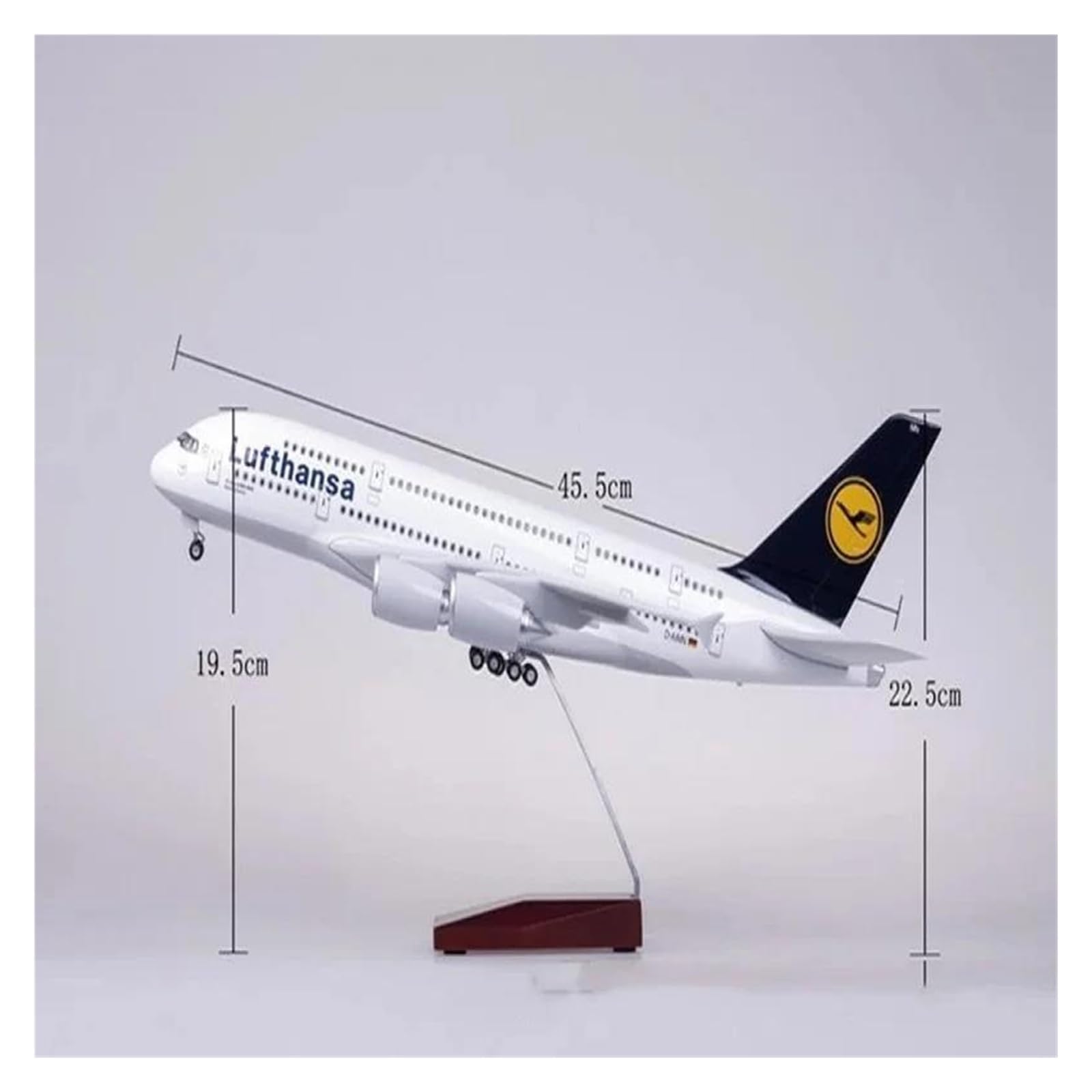 Odlewany metalowy samolot 1:160 Model samolotu do modeli samolotów Lufthansa A380 Odlewane samoloty Duży model samolotu z żywicy Klasyczny model do zbierania i wyświetlania (bez światła)
