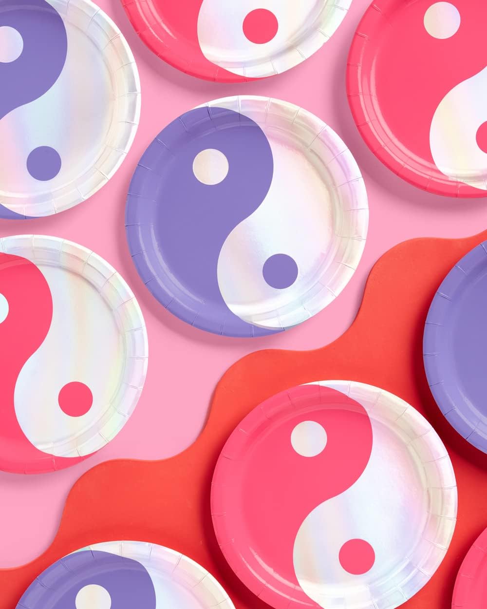 xo, Fetti Yin Yang Paper Plates - 24 pk, 9" | Birthday Party Supplies, Bachelorette Decorations, Bday Groovy y2k Party