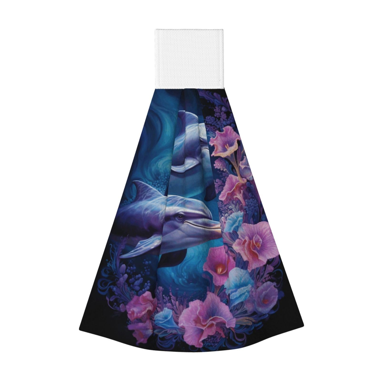 Dolphin Couple Flower Highly Absorbent Dish Towels Soft Coral Fleece Wipe