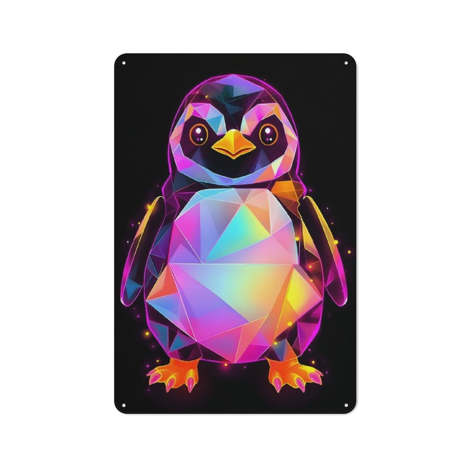 Junmoney Penguin Triangle Abstract For Lounge Or Reading Corner, Retro Metal Plaque 30X20cm, For Vintage Wall Decor Fans, For Metal Sign Collectors