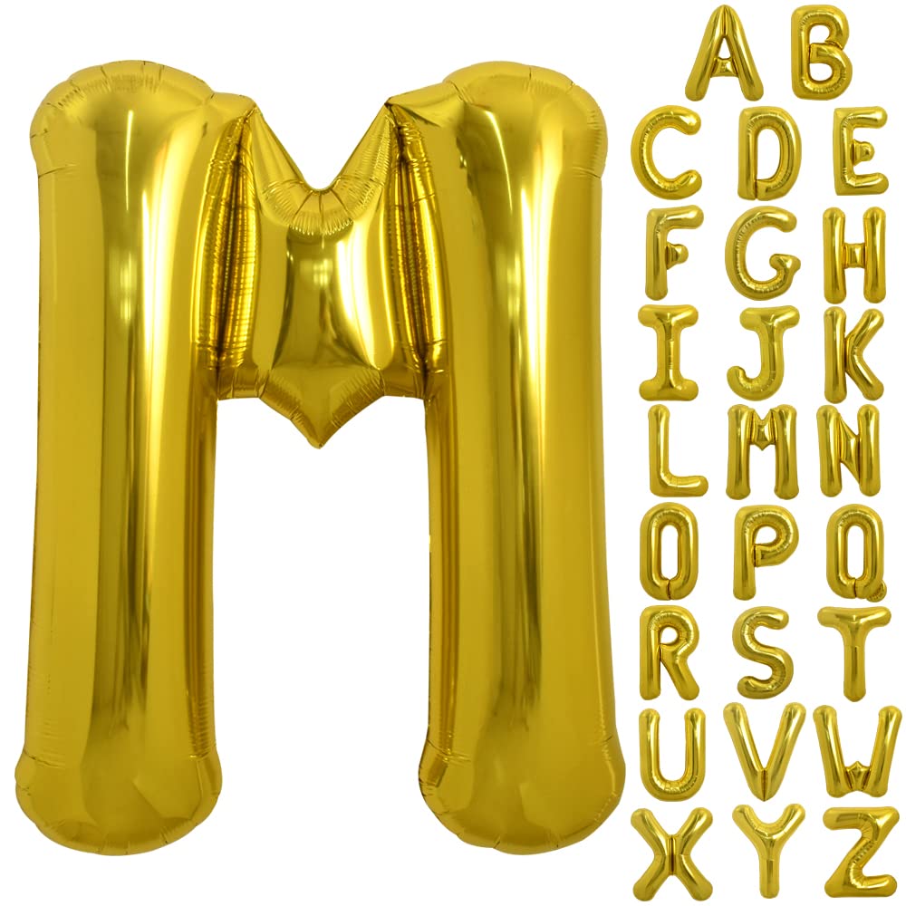 TONIFUL 40 Inch Large Gold Letter M Balloon - Foil Mylar for Birthday Party Anniversary Supplies Decorations