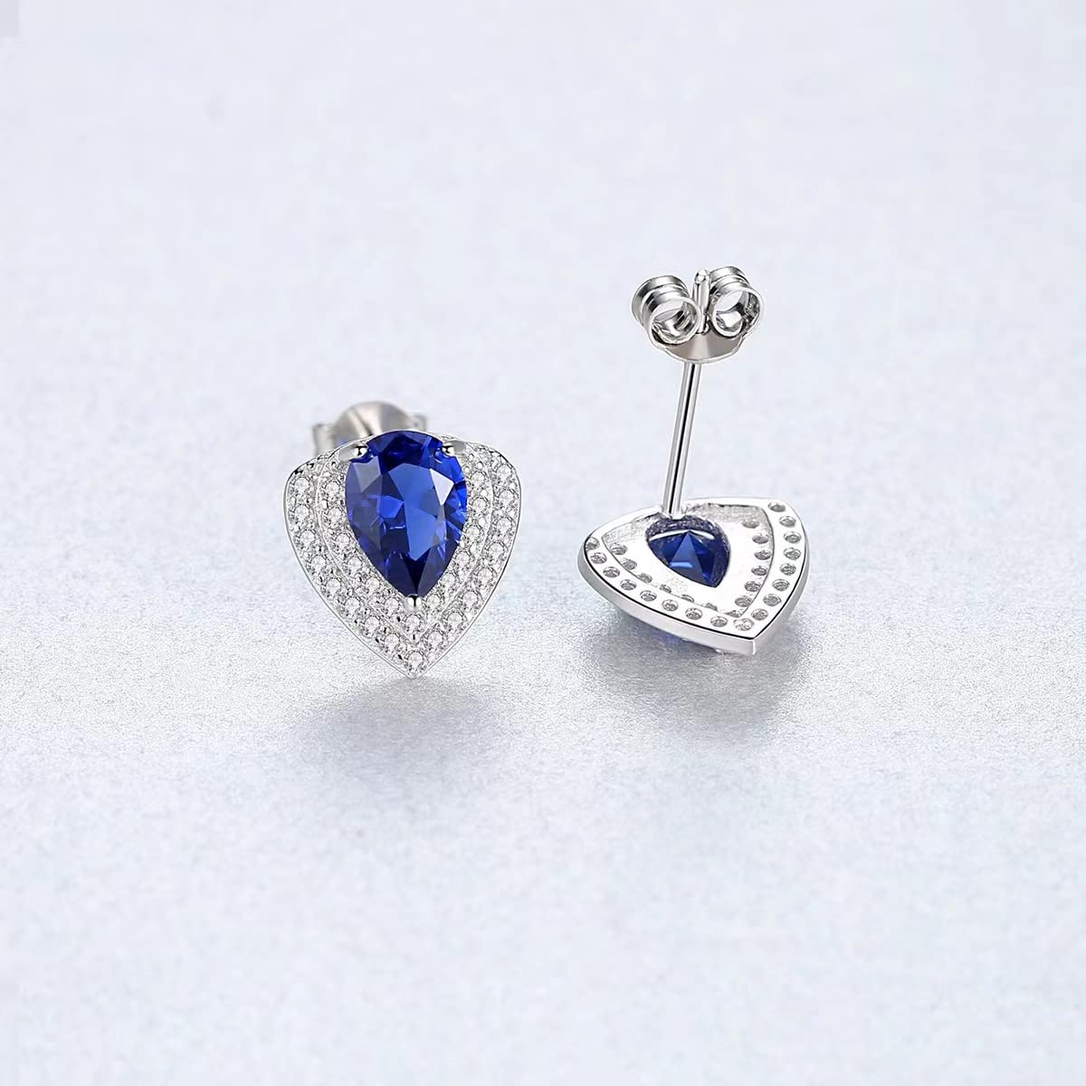 WZGWDC Ohrstecker Damen Sterling Silber Pavé Herz Zirkonia Ohrringe-Grün