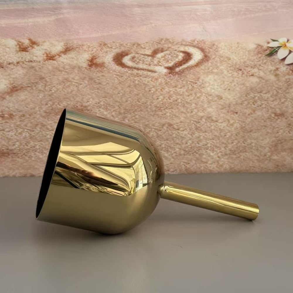 ENERGYSOUND Golden Color Alchemy Solid Handle Clear G Throat Chakra Quartz Crystal Singing Bowl 6 inch