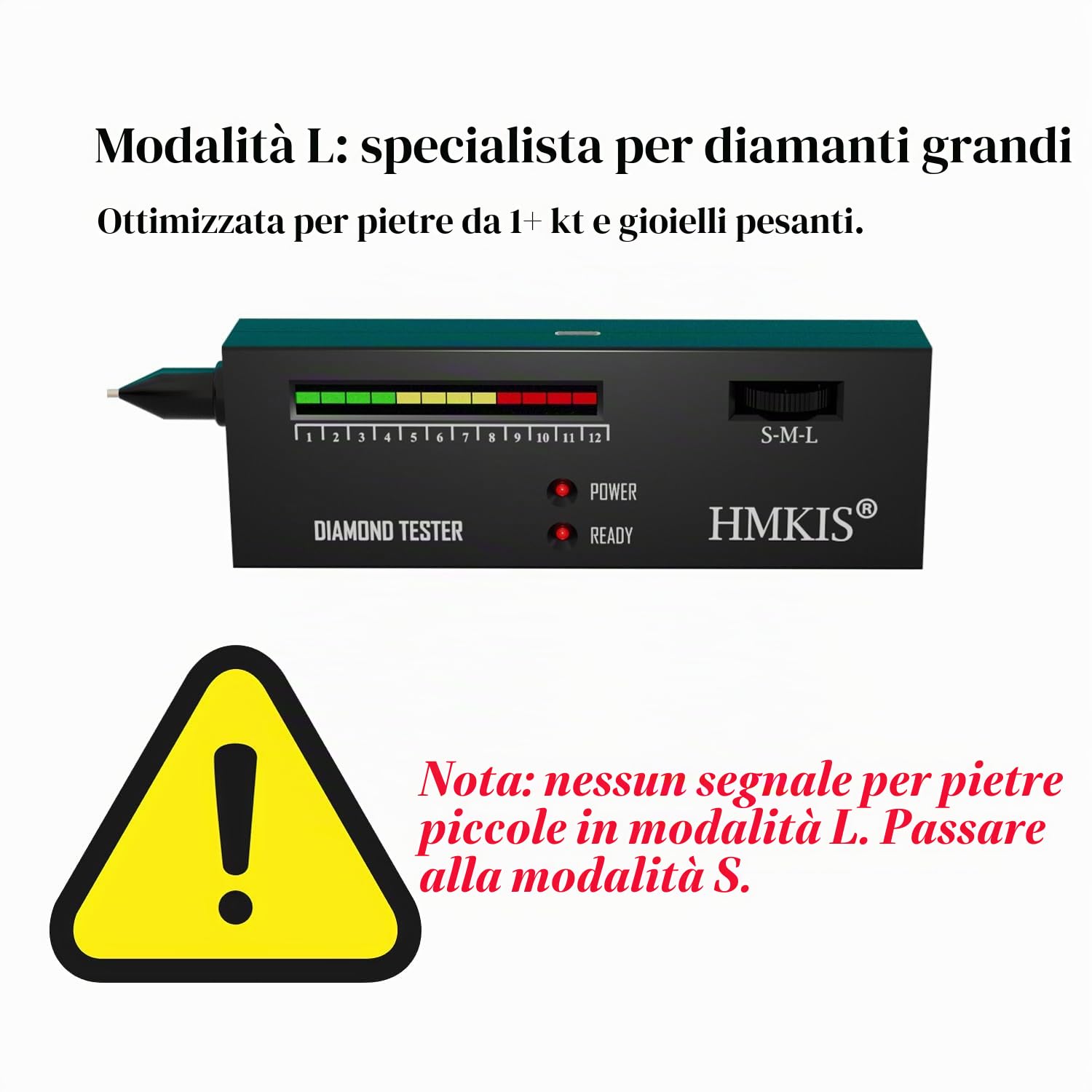 HMKIS Tester per diamanti, tester per gioielli ad alta precisione + mini ingrandimento LED 60x, selettore professionale per principianti ed esperti, misuratore di conducibilità termica