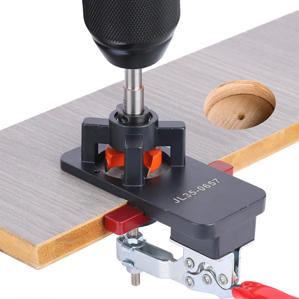Premium Hinge Jig 35mm Concealed Hinges - Aluminum Alloy Drilling Tool Wood Furniture Cabinet Doors