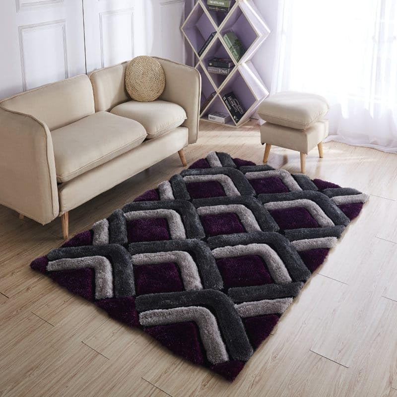 Image of & Carpet Handmade Shaggy Pure Microfiber Smooth & Anti-Skid Carpets for Bedroom & Living Room, 2 inch Thickness Size- 2X6 Feet