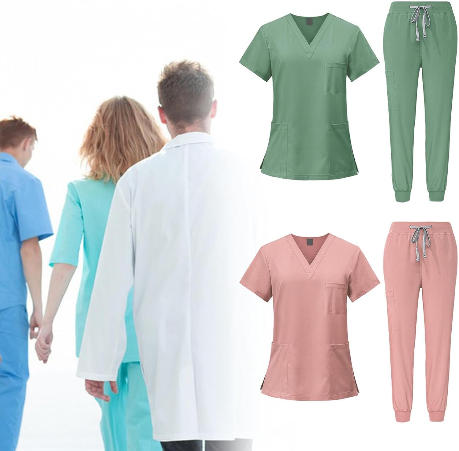 predolo 2Pcs Women's Scrub Set for Medical