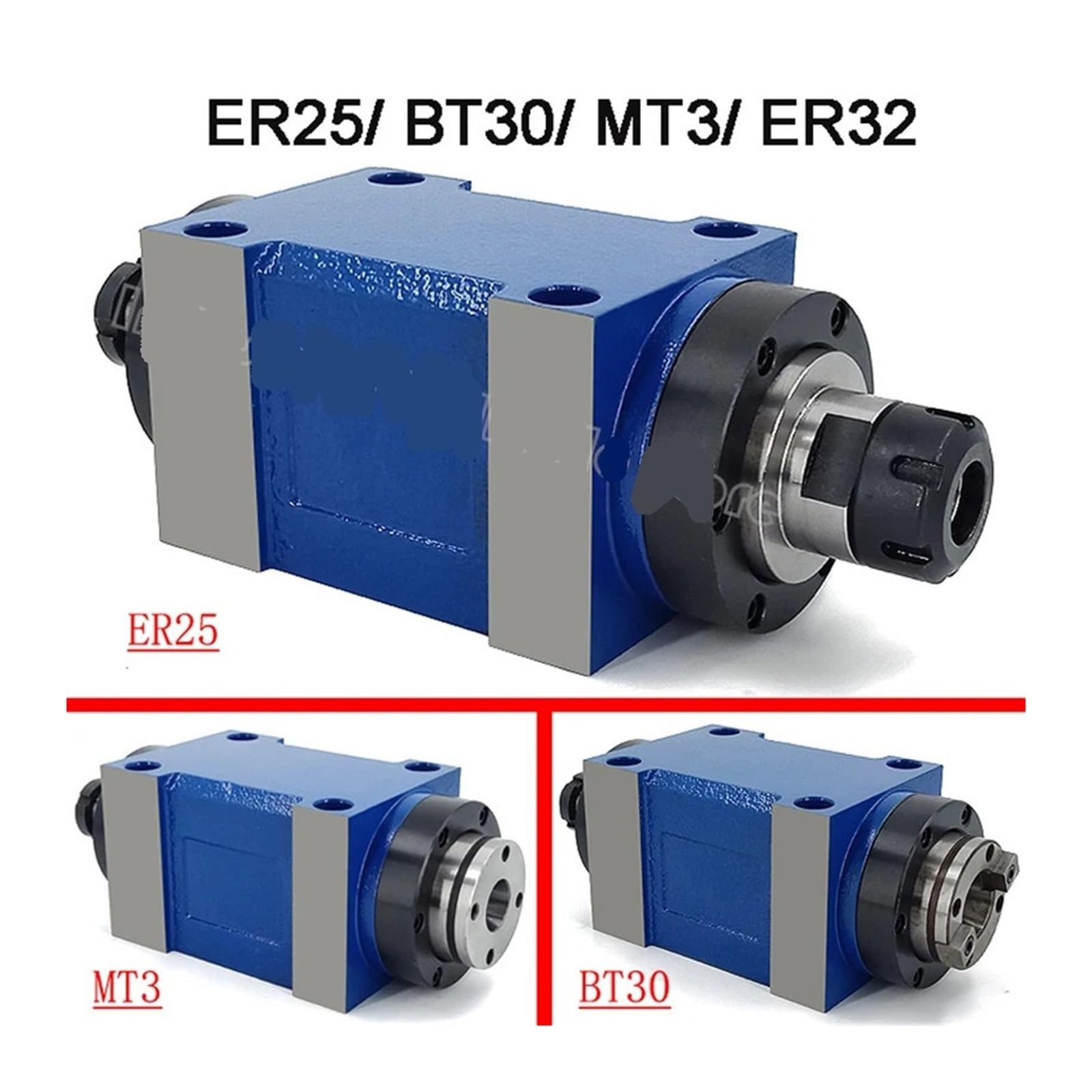 KACOME Power Head Spindle ER32 ER25 MT3 BT30 3000~7000rpm Power Unit Machine Tool Spindle Head for Boring milling Drilling Tapping(ER25,3000rpm)