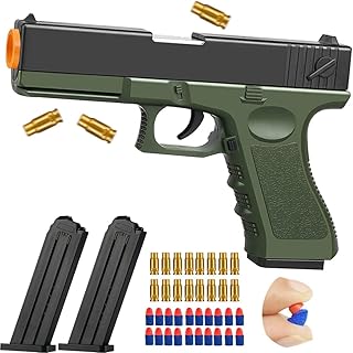 Toy Gun with Soft Bullets, Shell Ejecting Foam Bullet Blaster Toy Pistol Model, Non-Aggressive Shooting Game Educational Toys Gifts for Kids Boys Girls Adults Ages 14+ (Green)