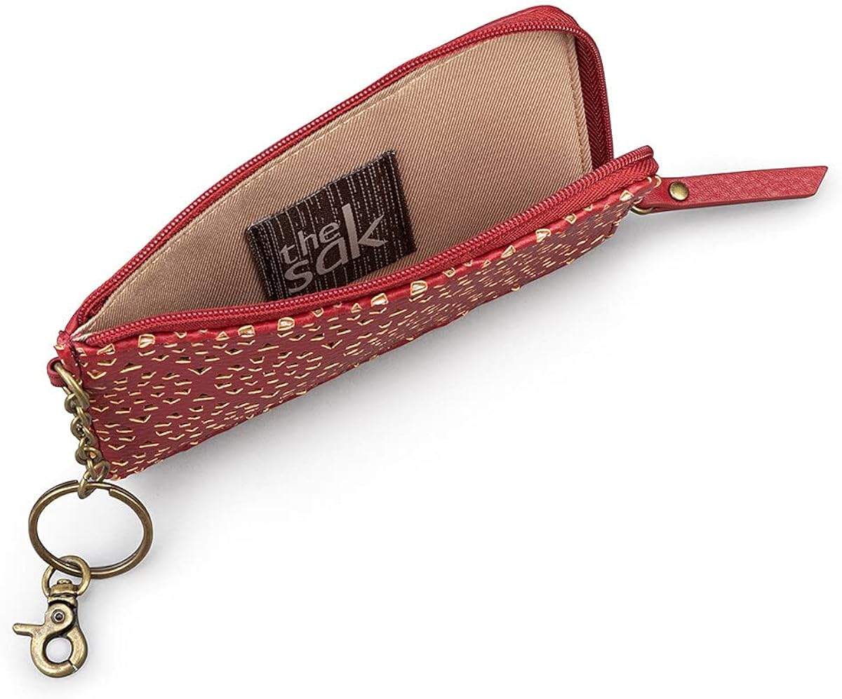 the sak Women's Iris Card Wallet in Leather, Crimson Moroccan Perf, One Size : Clothing, Shoes & Jewelry
