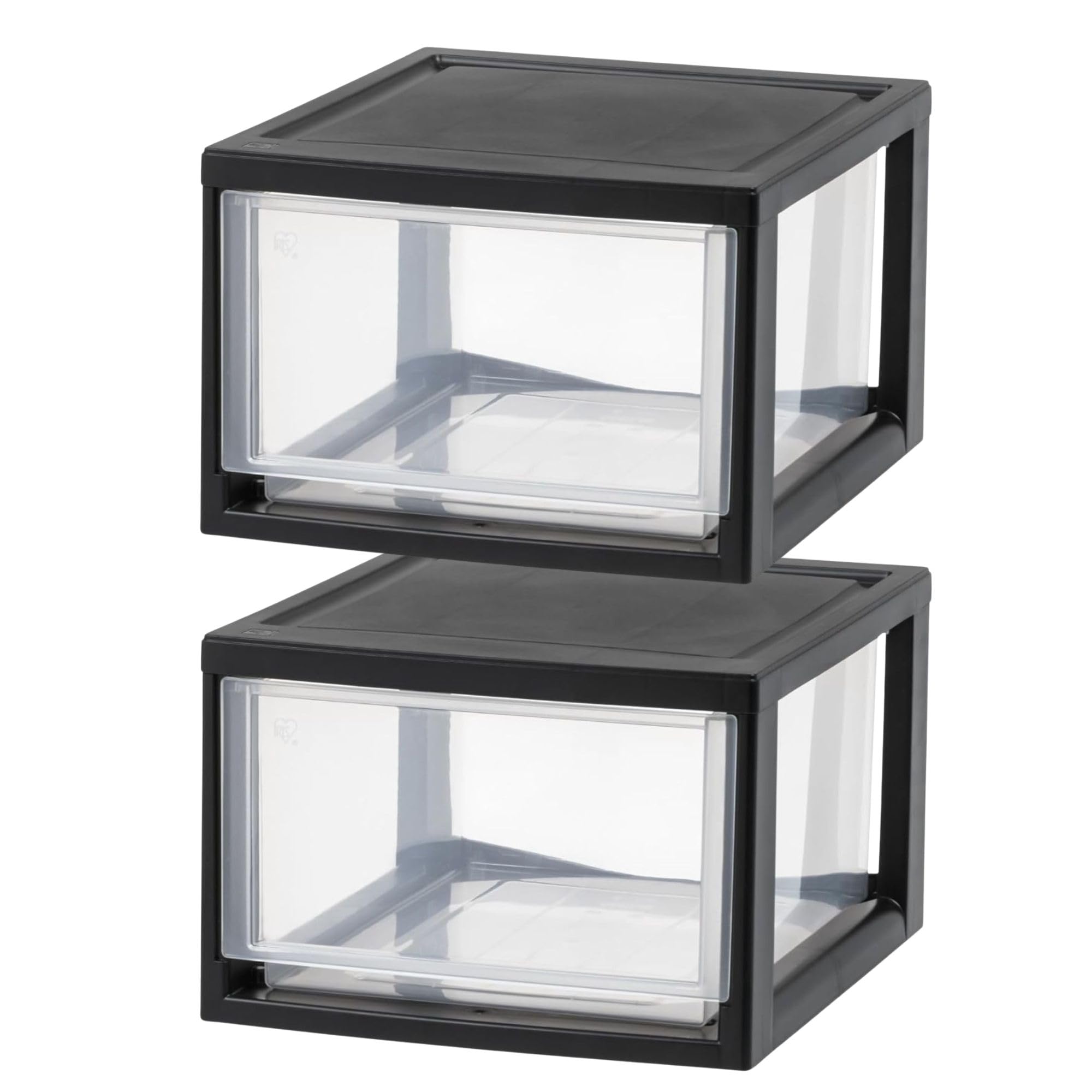 IRIS USA 6 Pack Plastic Drawer Storage Organizer, Stackable Unit with Sliding Drawers for Kitchen, Bathroom, Bedroom, Office, 14.5 Quart, Black