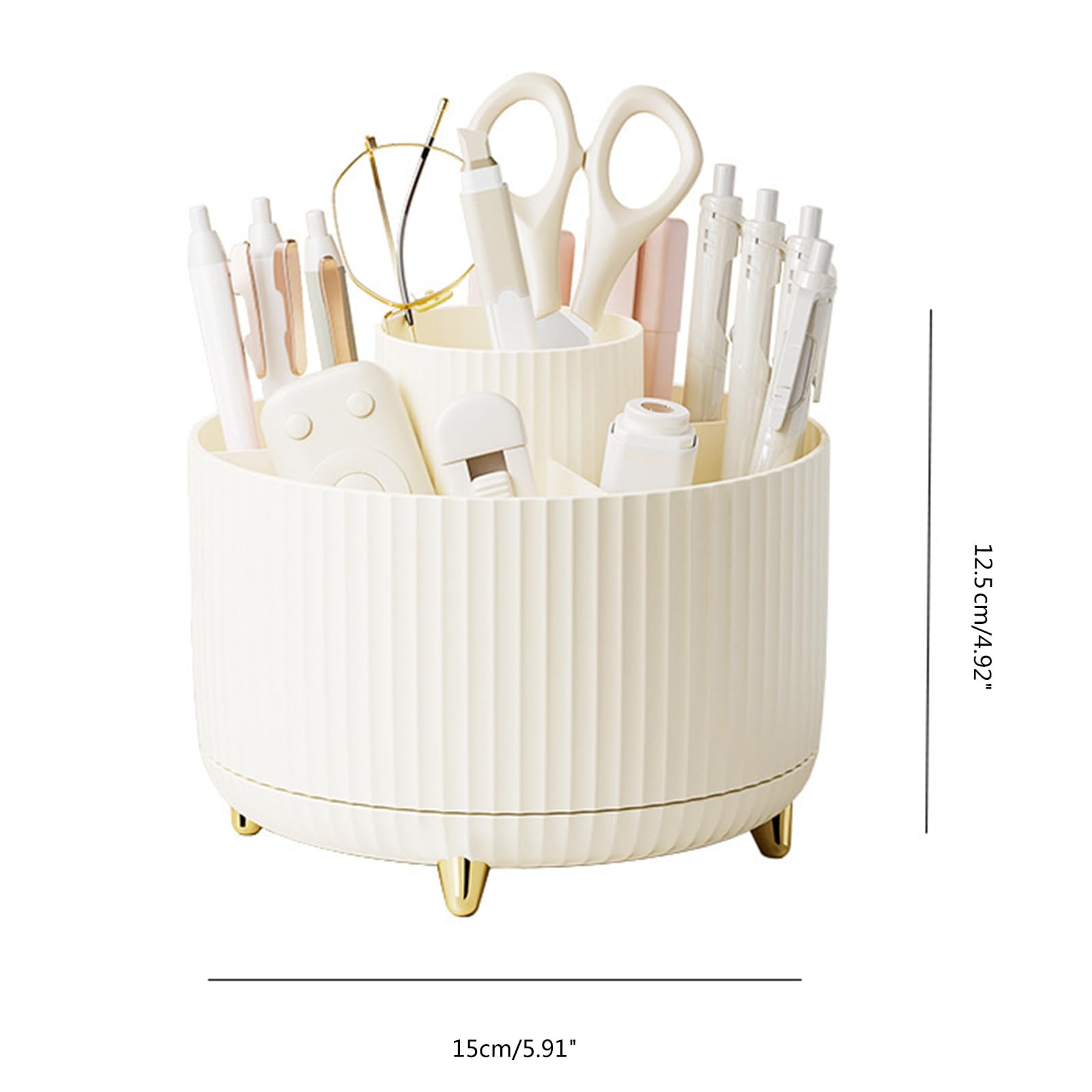 LEYILE Rotating Stationary Organiser 6 Compartments Desk Organiser Makeup Supplies Organiser For Bathroom Dresser Countertop - Image 3