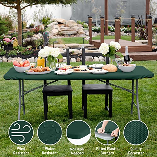 Shamrock Home 6Ft Fitted Tablecloth Rectangle Green Table Cover - Table Cloth - Fitted Table Covers For 6 Foot Tables. Washable Picnic Table Cover Indoor Outdoor Elastic Tablecloth #TOP3