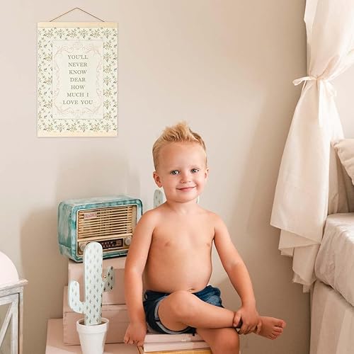 Miniatura 4 de Bandera con texto en inglés "You Never Know Dear How Much I Love You", decoración floral rosa, decoración de habitación de bebé, regalo elegante