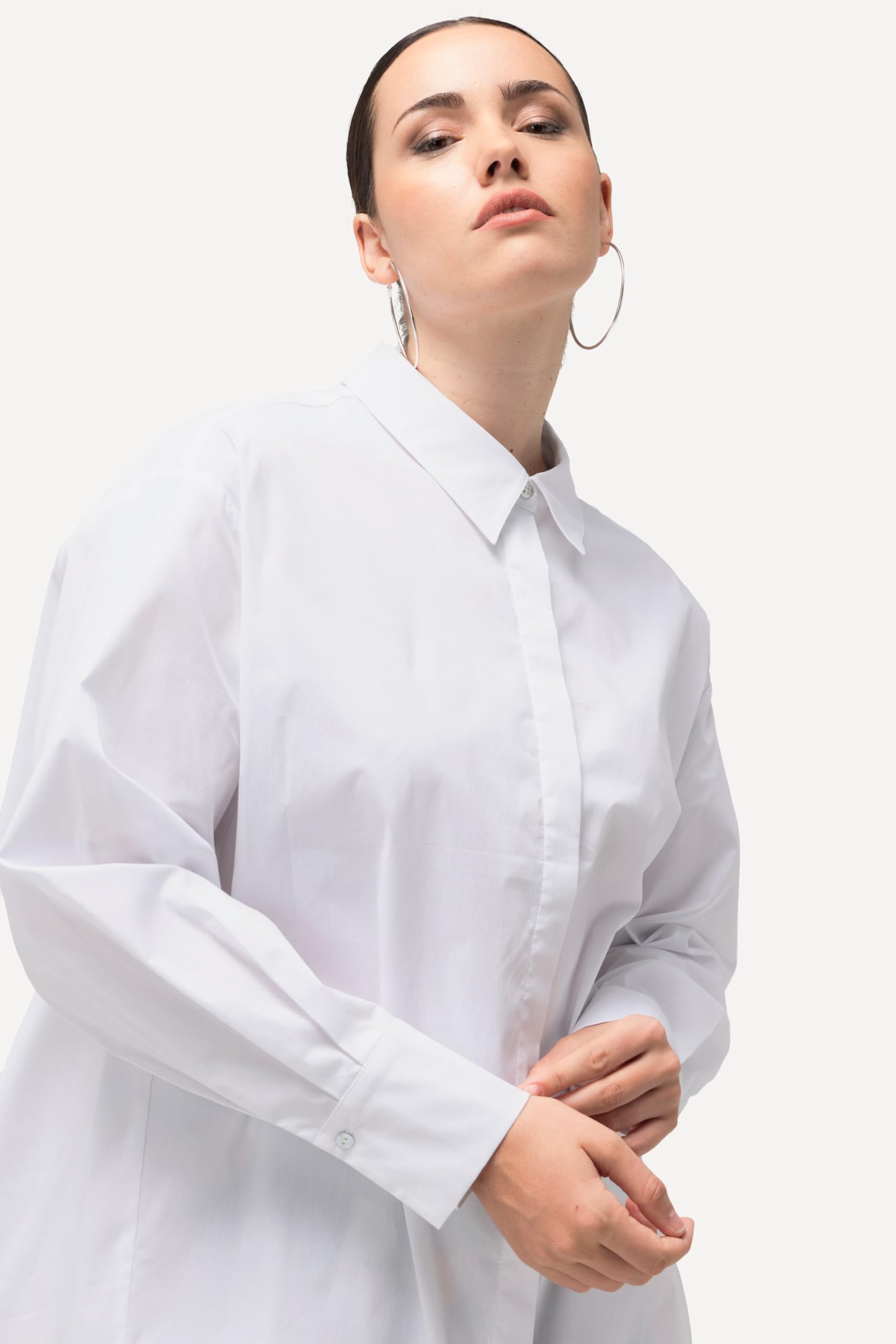 Ulla Popken Femme Grandes Tailles Chemisier Oversize à Manches Longues 813741